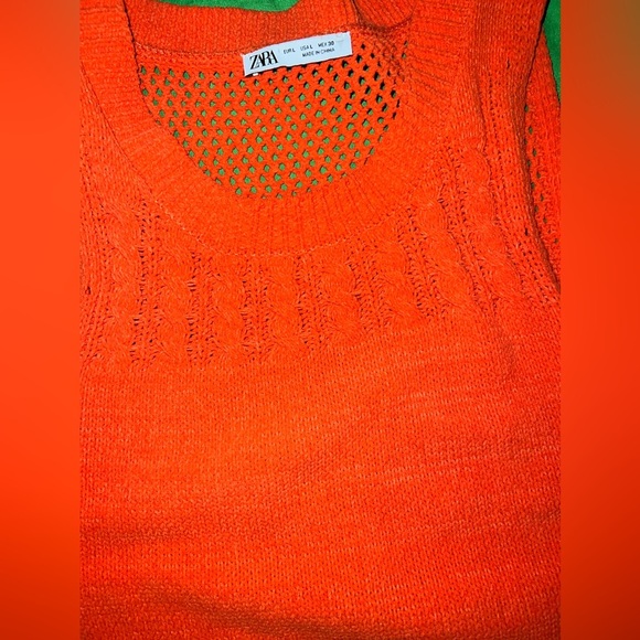Zara Chenille Orange Sleeveless Knit Mini Dress size Large - Picture 5 of 9